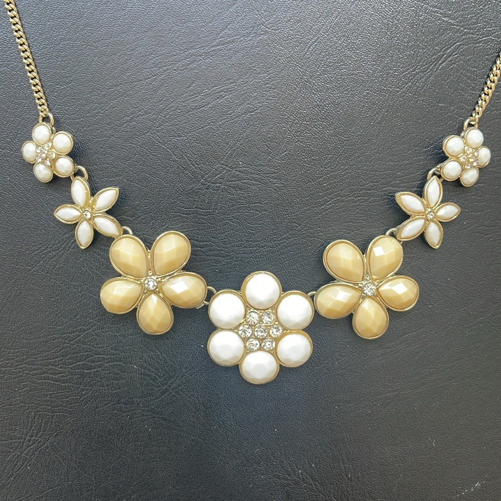 White/Yellow Flower Statement Necklace